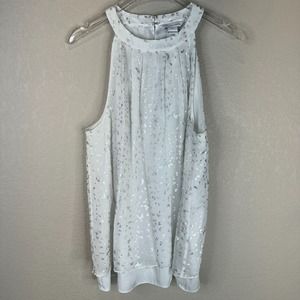 Diane Von‎ Furstenberg Women's Parvay Flutter Foil Top Sleeveless White Size 4
